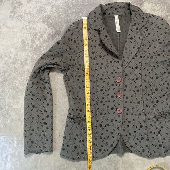 Oui Moments Jacket‎ Womens 8 Cotton Knit Blazer Olive Green Single Breasted - Picture 4 of 12